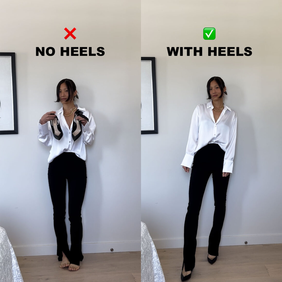 flared pants styling short legs heels vs no heels